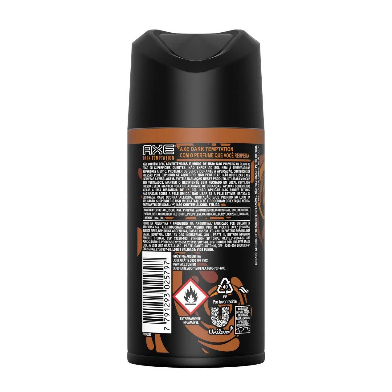 Desodorante Antitranspirante Spray Axe Dark Temptation Masculino 48h 150ml