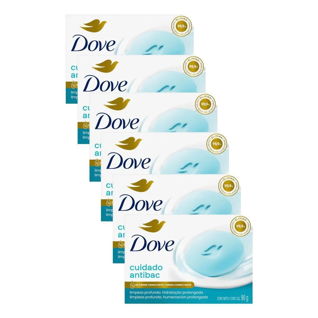 Kit 6 Sabonete em Barra Dove Cuidado Antibac 90g