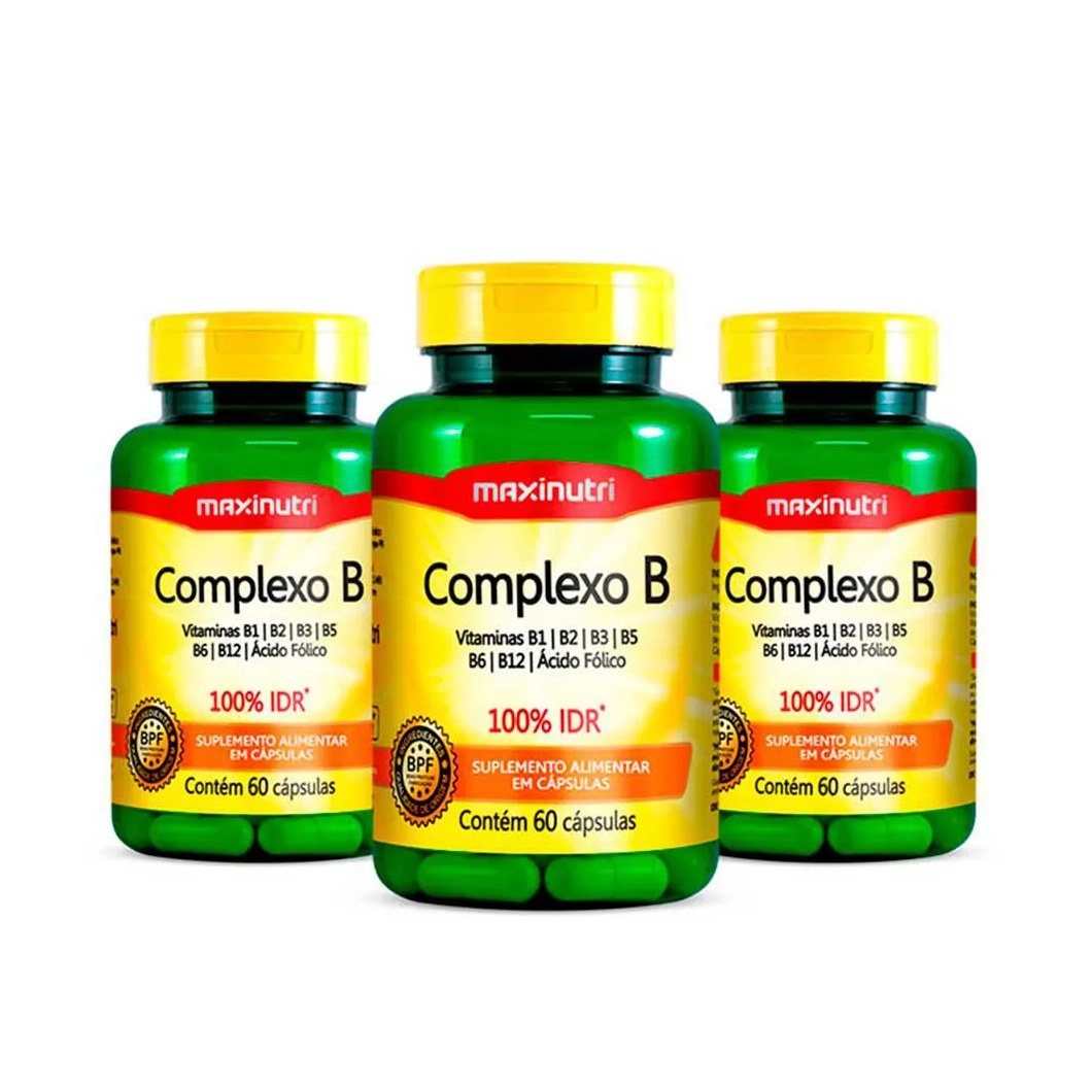 KIT 3 SUPLEMENTO POLIVITAMíNICO COMPLEXO B 60 CáPS MAXINUTRI