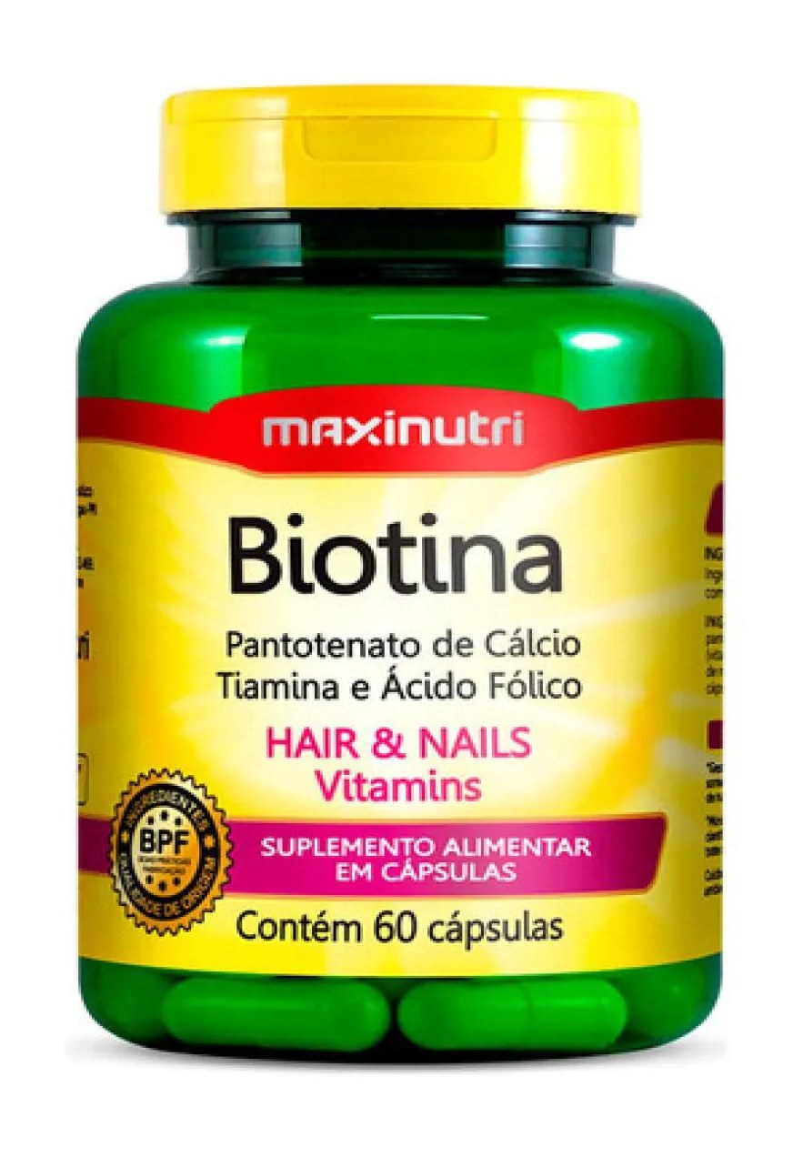 Biotina - Cabelos, Unhas e Pele - 60 cápsulas - Sabor Morango - Maxinutri