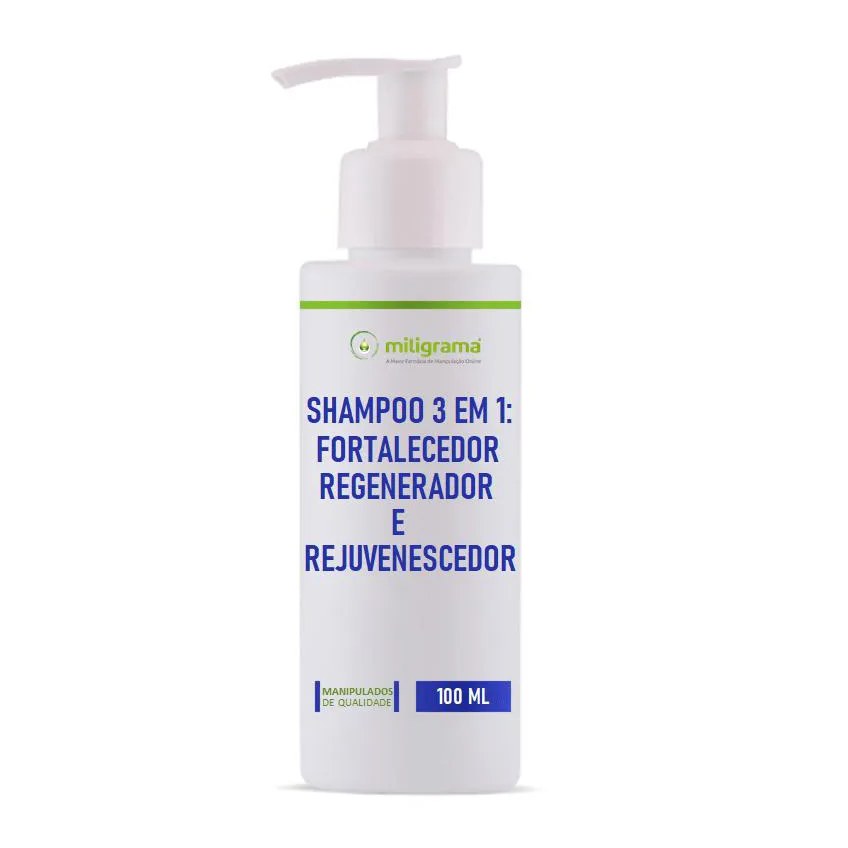 Shampoo 3 em 1: Fortalecedor, Regenerador e Rejuvenescedor 100ml