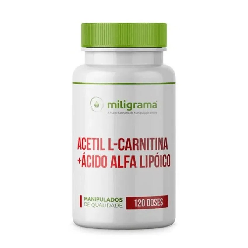 Acetil L-carnitina 500mg + Ácido Alfa Lipóico 200mg 120 Doses
