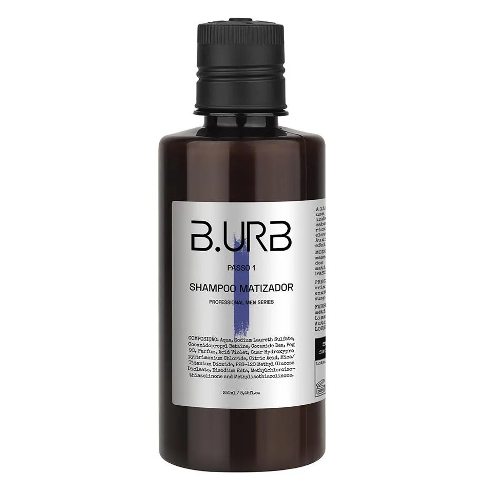 Shampoo Matizador Profissional Neutraliza Amarelado e Ilumina 250ml Barba Urbana B.urb