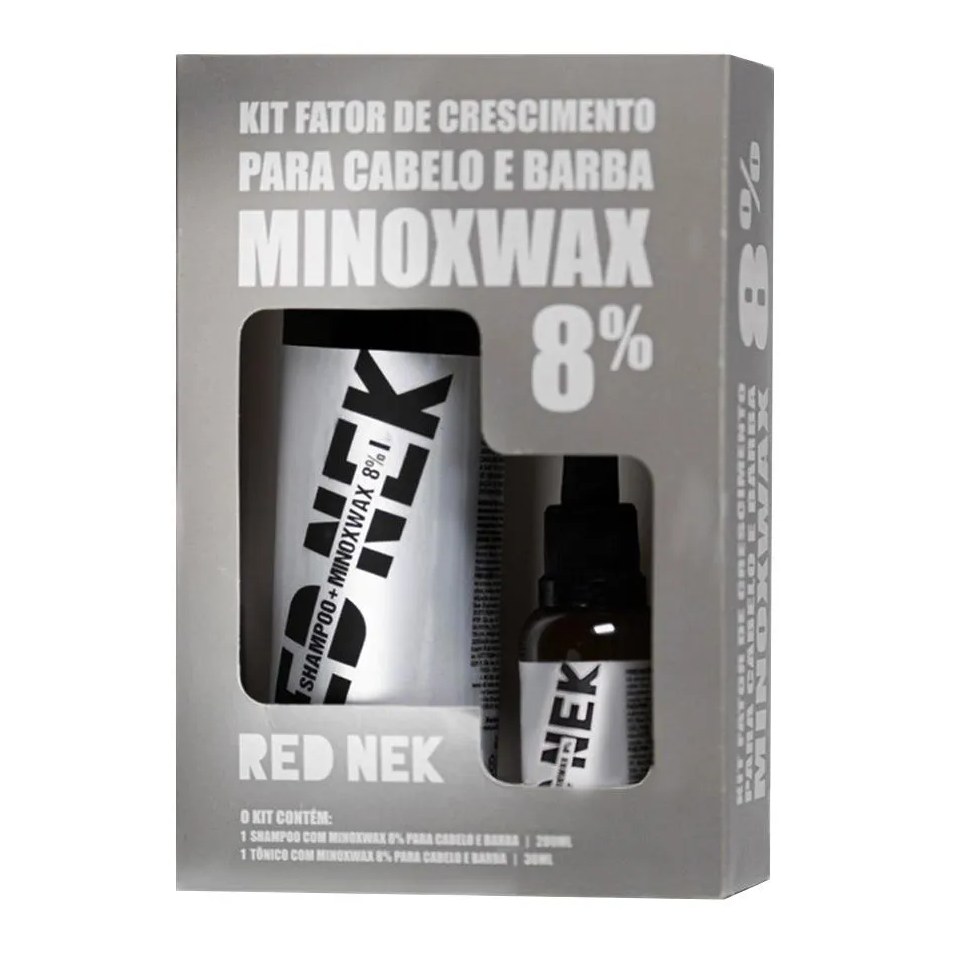 Kit Minoxwax 8% Shampoo + Tônico Fator de Crescimento Barba e Cabelo Red Nek