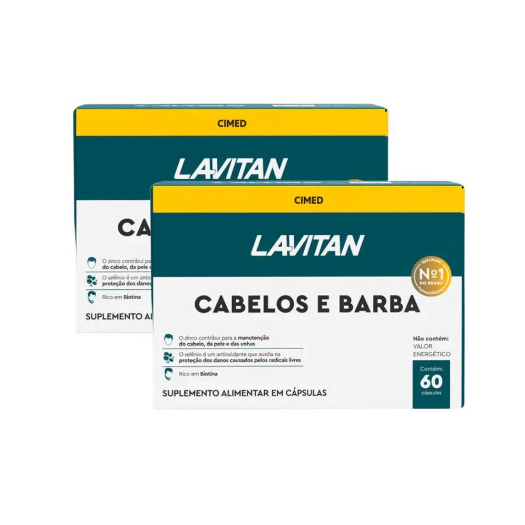 Kit 2 Lavitan Homem Cabelos e Barba - 60 cápsulas - Cimed