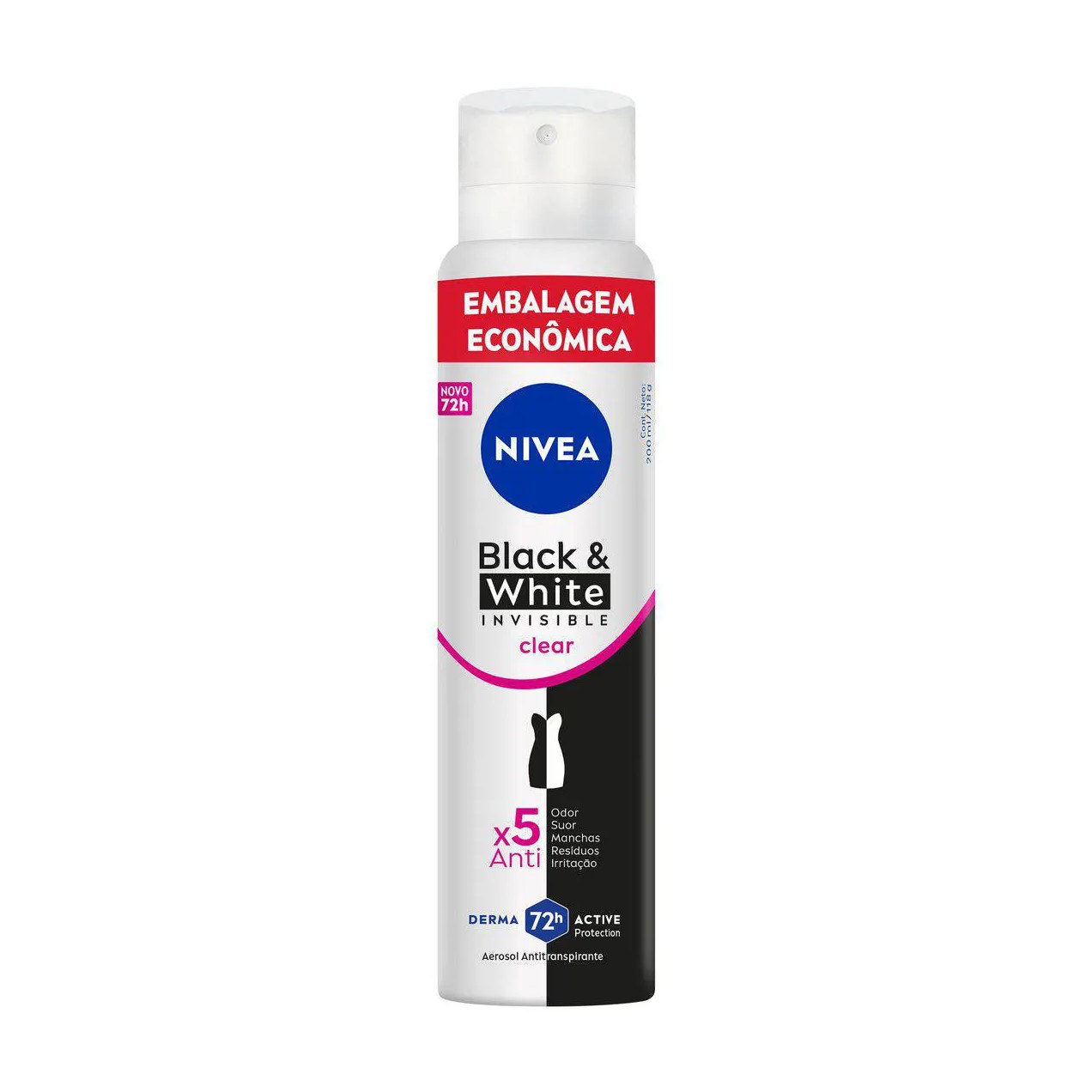 Desodorante Antitranspirante Aerosol Nivea Invisible Black & White Clear Feminino 48h 200ml