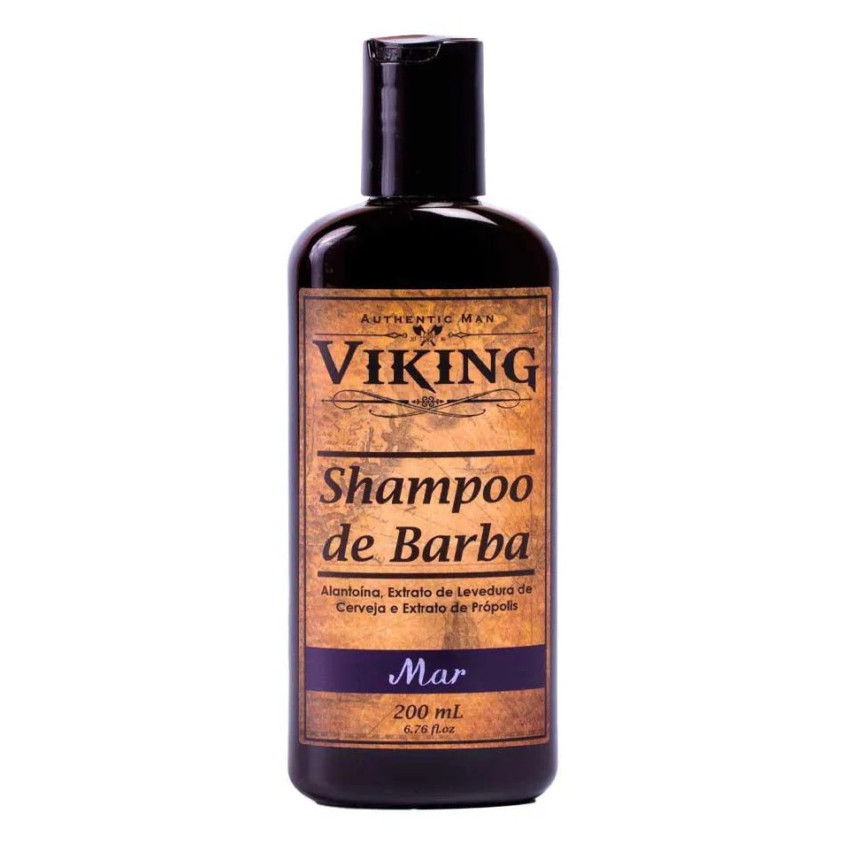 Shampoo de Barba Mar Hidratante Limpeza Profunda 200ml Viking