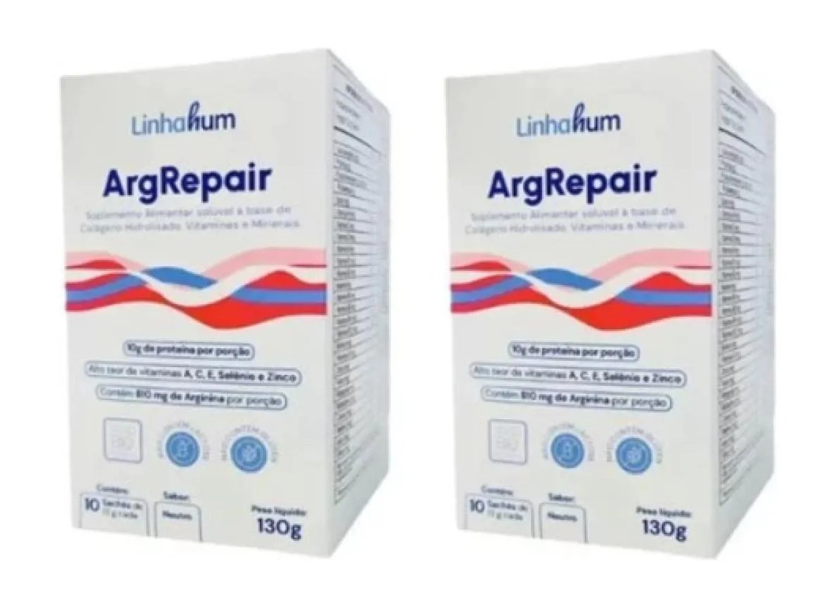 Kit 2 Cx Argrepair Suplemento Cicatrização Pós Op Linhahum 130g Branco Neutro