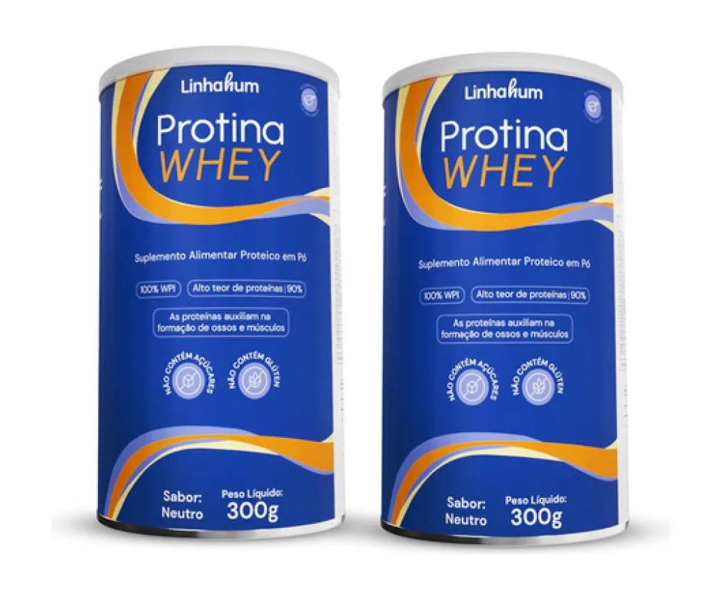 2un Protina Whey Suplem 100% Proteina Isolada Leite Linhahum Neutro