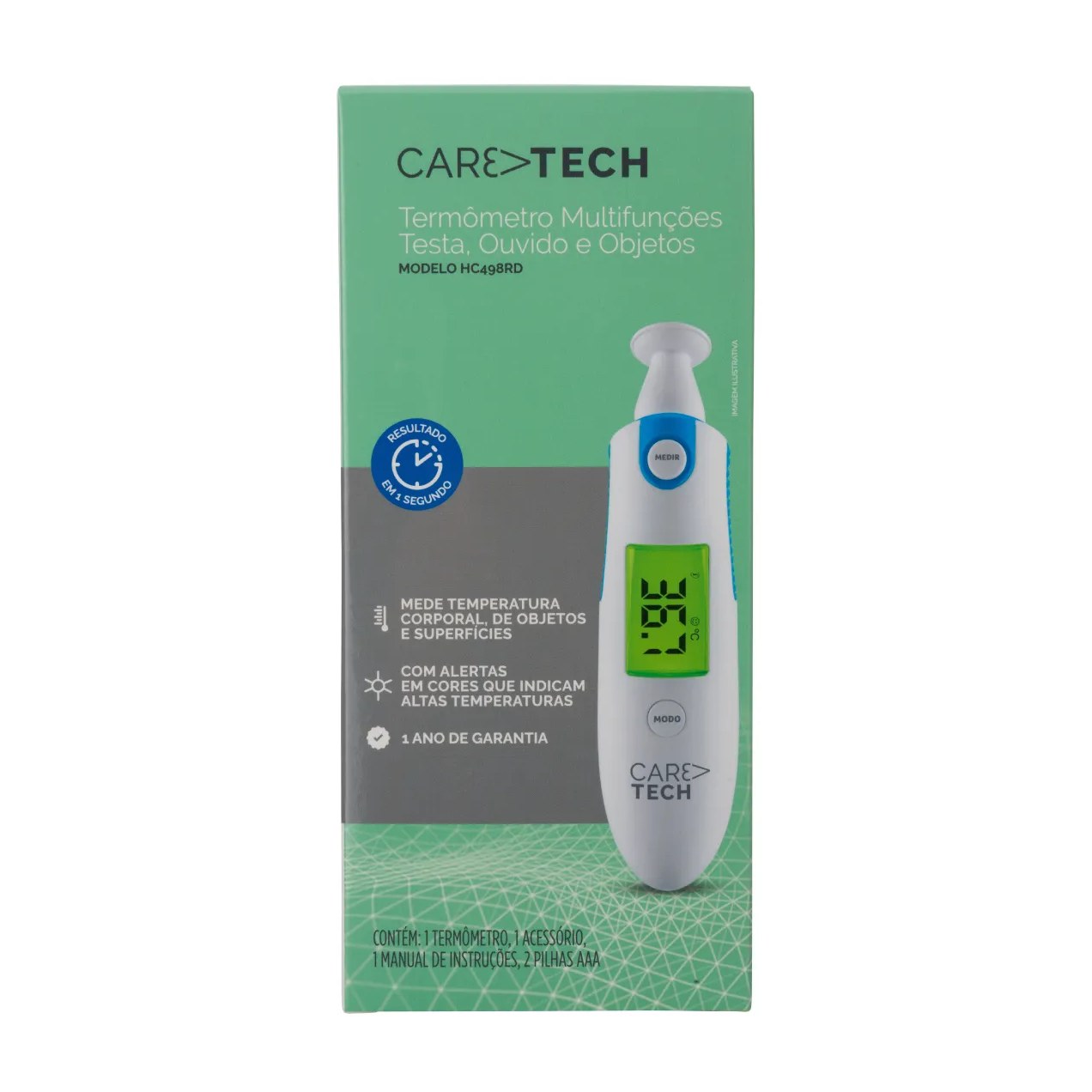 Termômetro Digital Caretech Infravermelho Multifunções HC498RD 1 unidade