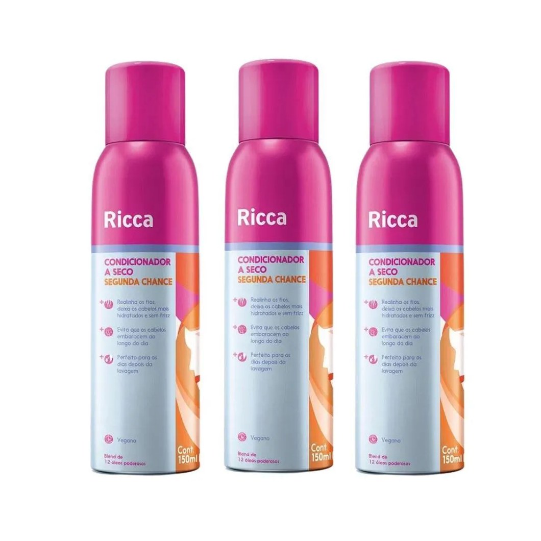Kit Condicionador A Seco Segunda Chance Ricca Belliz 150ml C/3