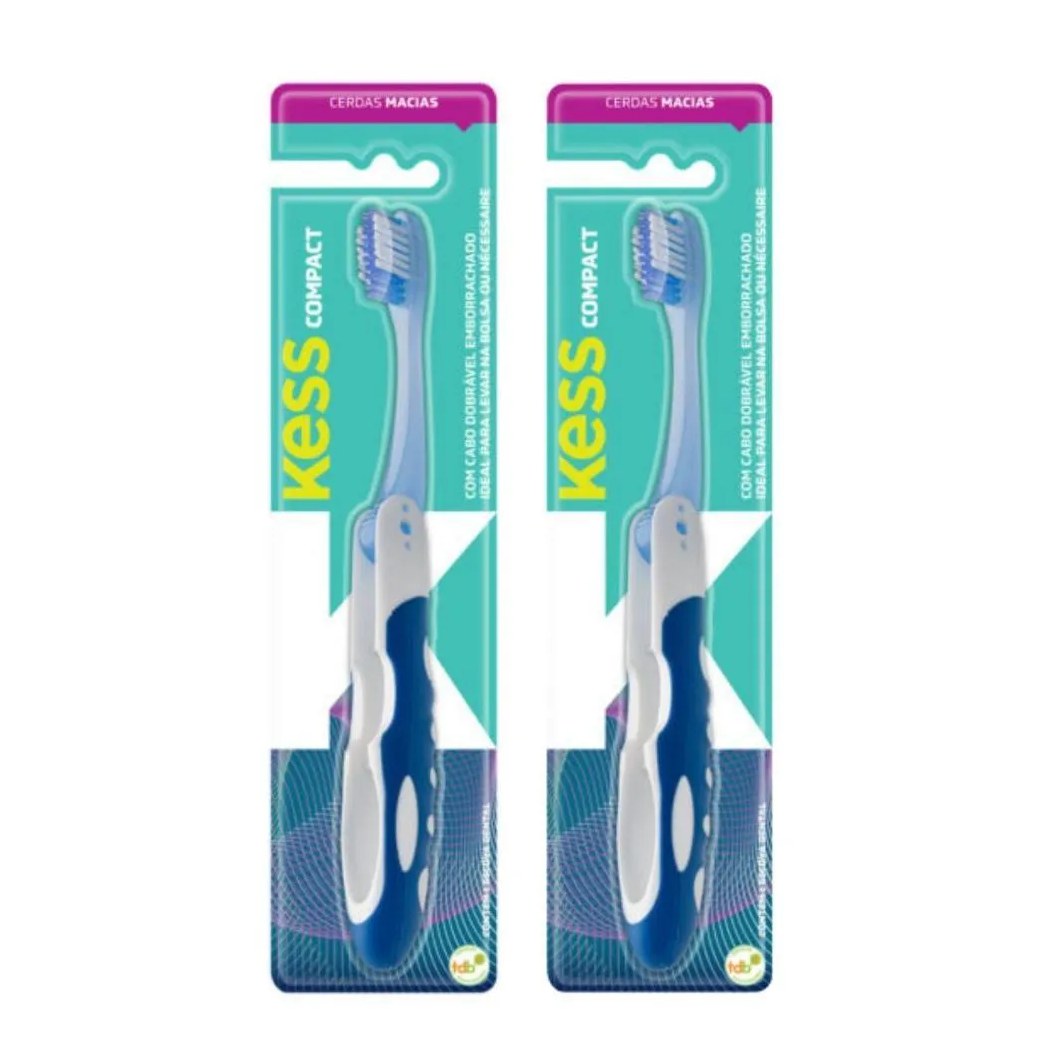 Kit Escova Dental Compact Macia Kess Belliz Azul C/2