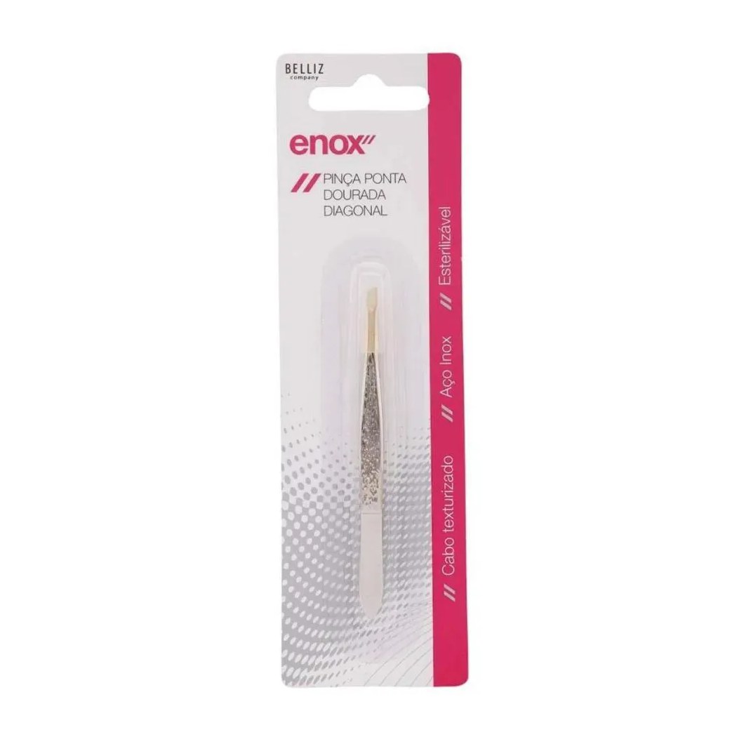Kit Pinças Belliz Enox Ponta Dourada Diagonal Cod.1707 C/3