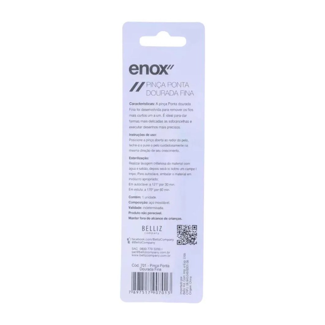 Kit Pinças Belliz Enox Ponta Dourada Fina Cod.701 C/3