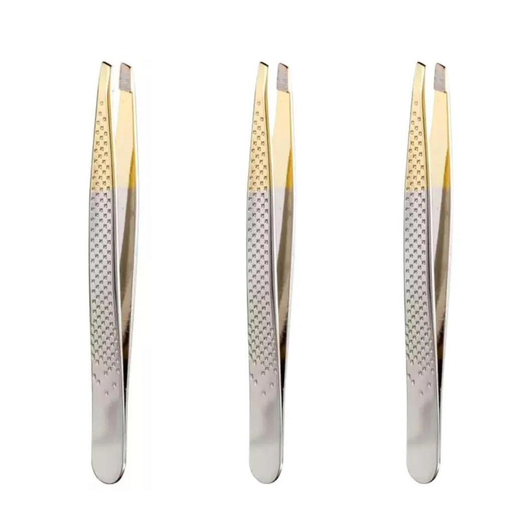 Kit Pinças Silver Gold Enox Belliz Diagonal Ref. 1701 C/3