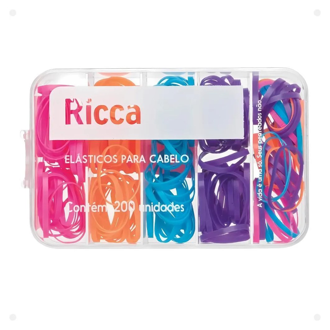 Elásticos Coloridos para Cabelo Ricca com 200un Cód.3345