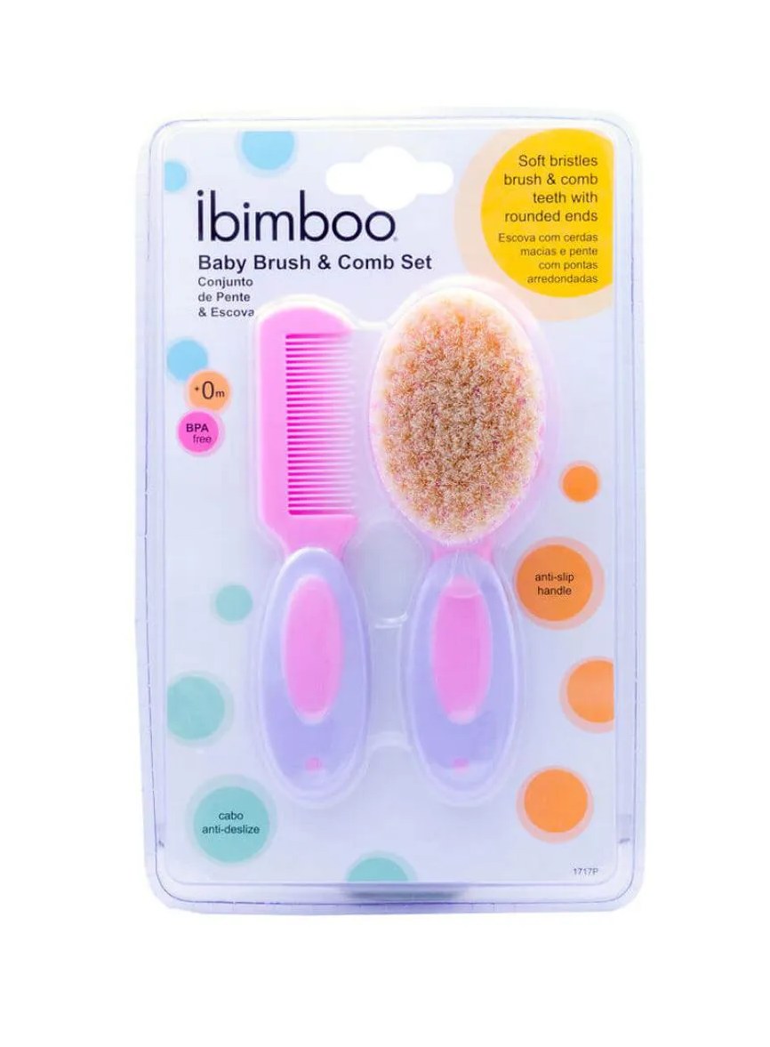 Kit Pente Escova com Cerdas Naturais Pink - Ibimboo