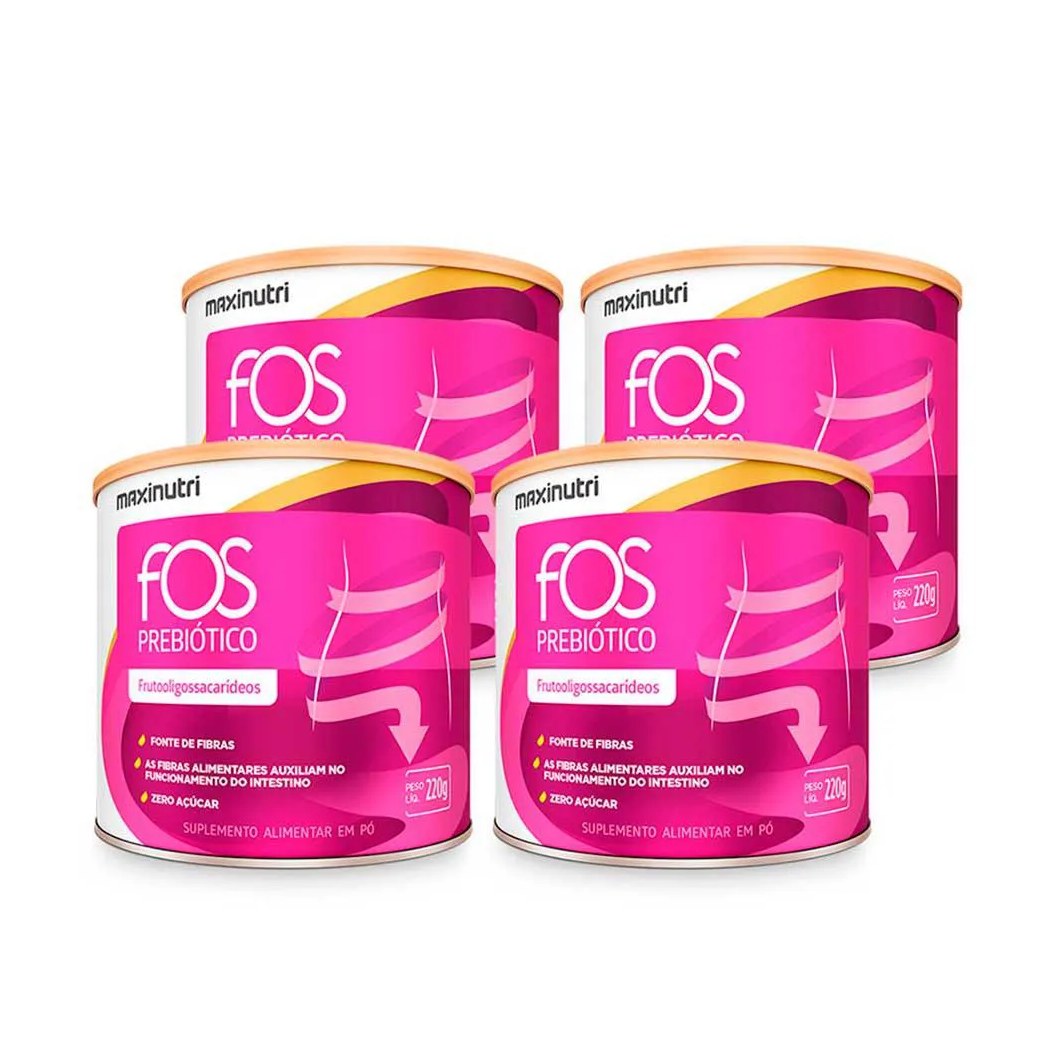 KIT 4 FOS PREBIóTICOS FIBRA REGULADORA INTESTINAL LATA MAXINUTRI