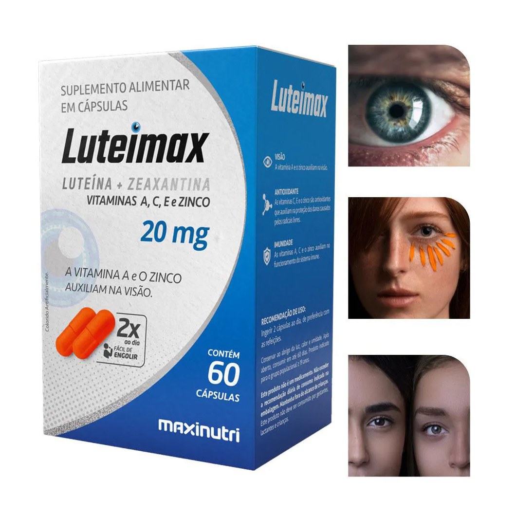 LUTEIMAX LUTEíNA E ZEAXANTINA 20MG 60 CáPSULAS MAXINUTRI