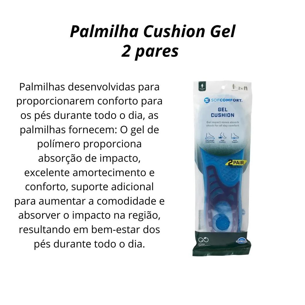 Palmilha Sofcomfort Cushioning Gel (2 Pares) Masculino 39 a 44 Chantal
