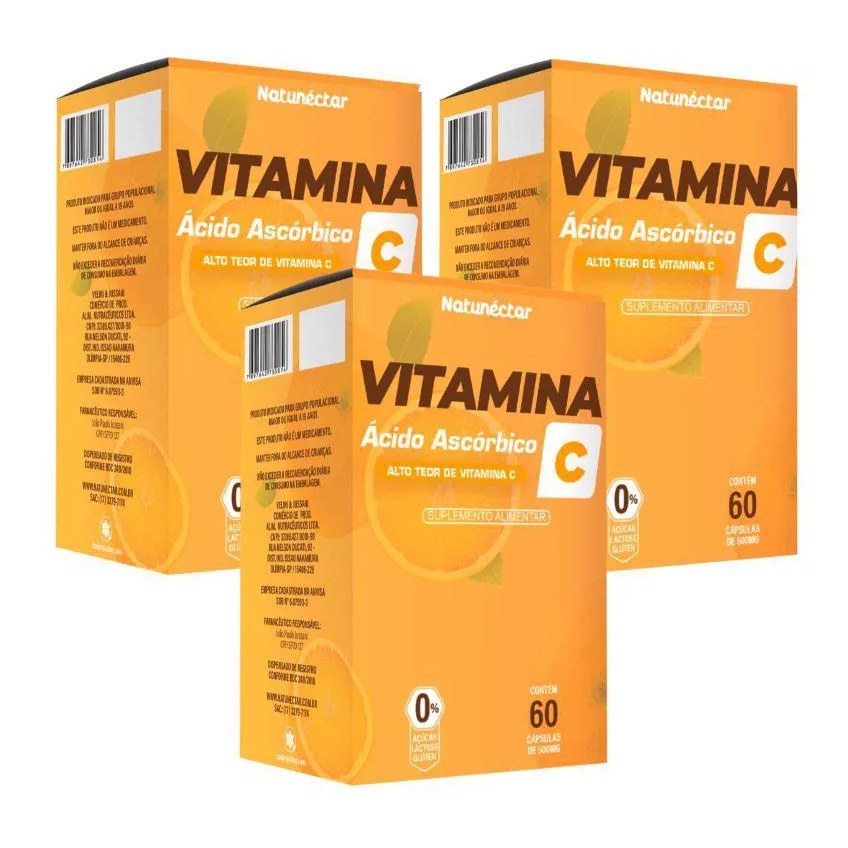 KIT VITAMINA C NATUNéCTAR 500MG - 3 UNID (180 CáPSULAS)