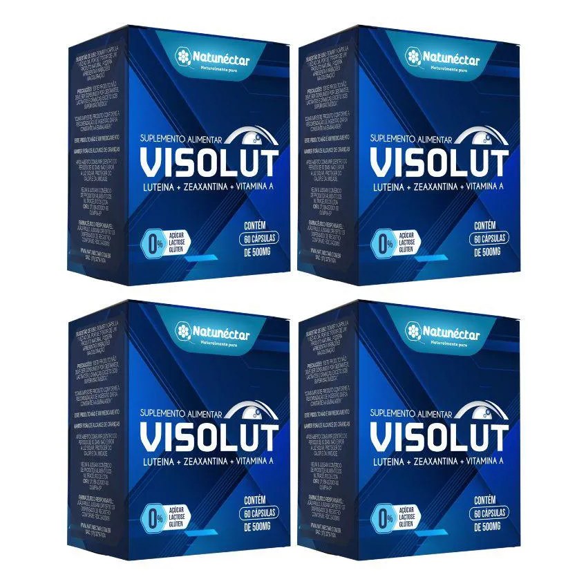 Kit Visolut 500mg (luteína + Zeaxantina + Vitamina A) – 4 Unid (240 Cápsulas)