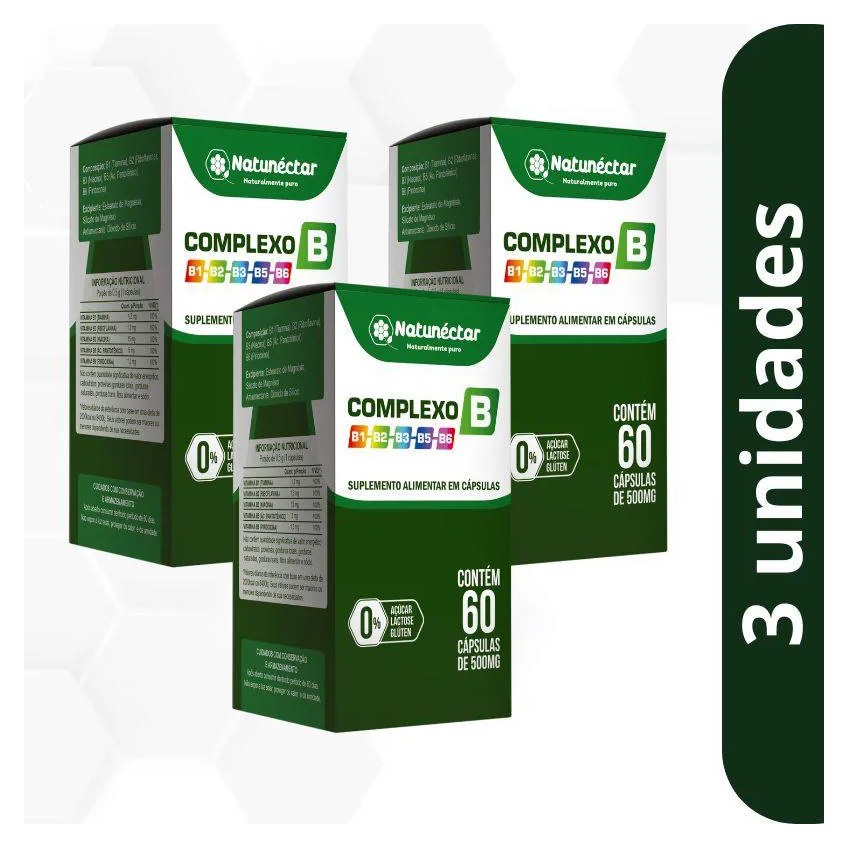 Kit Complexo B Natunéctar 500mg - 3 Unid (180 Cápsulas)