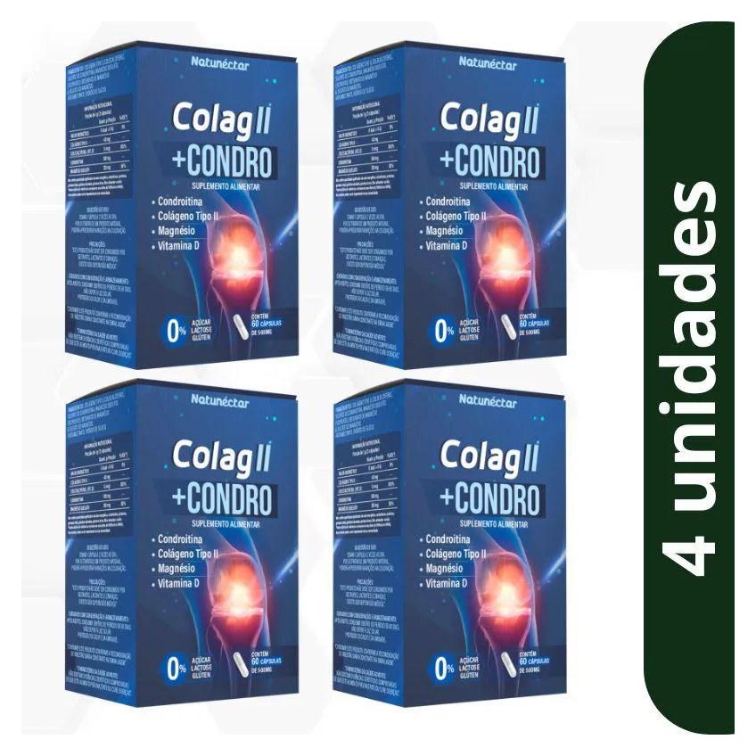 Kit Colágeno Tipo Ii + Condro 500mg Natunéctar - 4 Unid (240 Cápsulas)