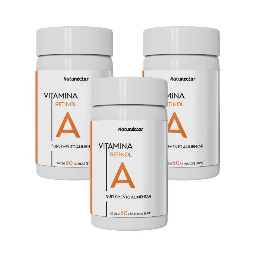 Kit Vitamina A (acetato de Retinol) 8.000 Ui 500mg Natunectar - 3 Unid (180 Cápsulas)