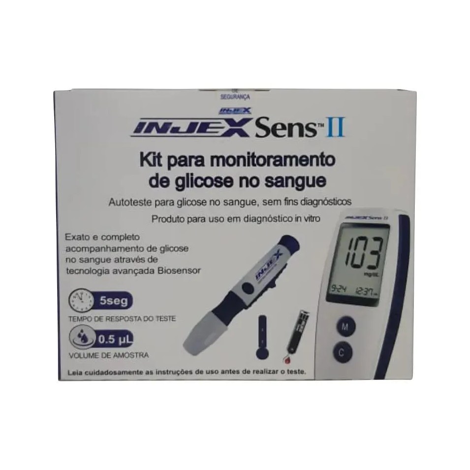 Kit Glicemia Injex Sens Ii 50 Tiras Mais 50 Lancetas