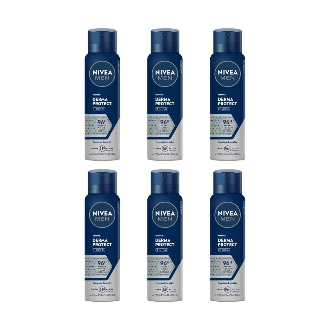 Desodorante Aero Nivea 150ml Masc Clin Derma Prot - Kit C / 6un