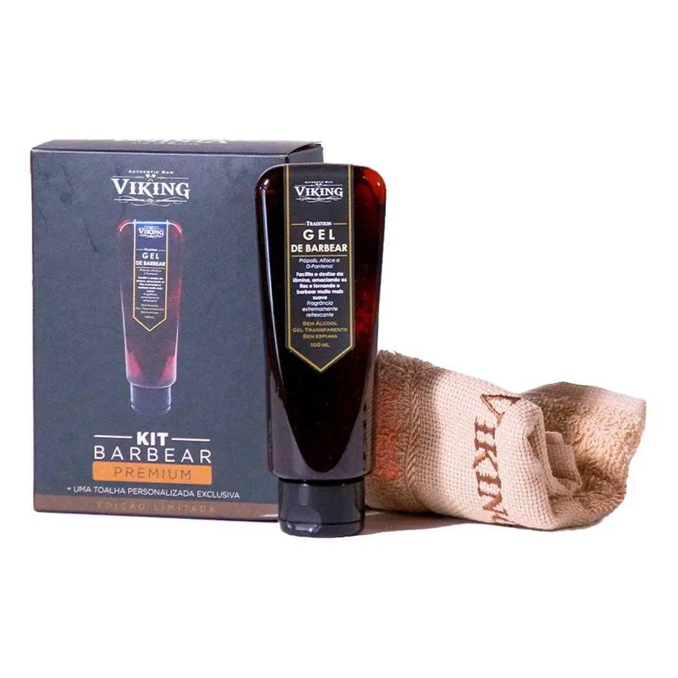 Kit Barbear Premium: Gel de Barbear 100ml + Toalha Tradition Viking