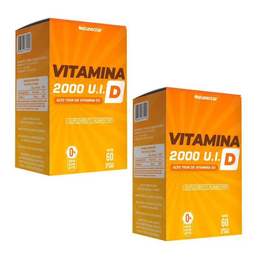 Kit Vitamina D 2000 U.i Natunectar 500mg - 2 Unid. (120 Cápsulas)