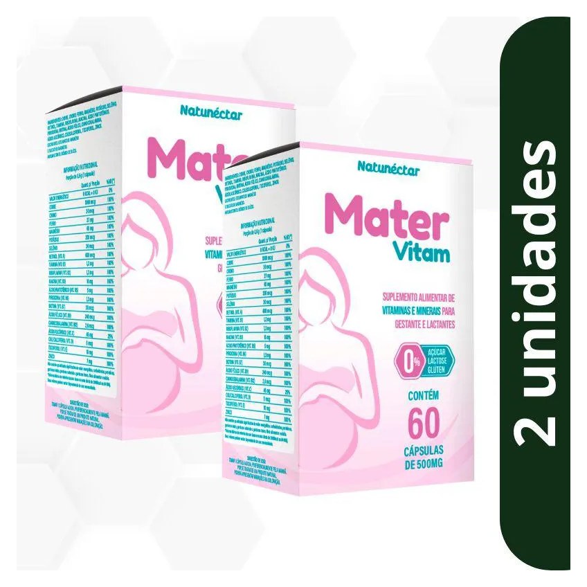 Kit Mater Vitam Suplemento Gestante Maternidade Gravidez Natunectar - 2 Unid (120 Cápsulas)