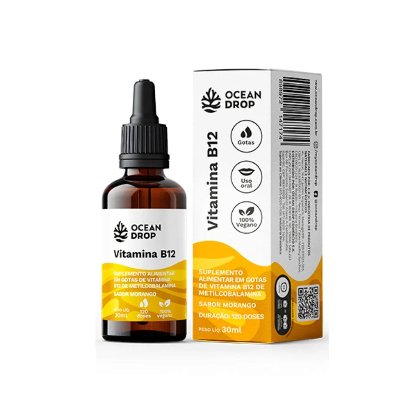 Vitamina B12 Metilcobalamina Morango Ocean Drop 30ml