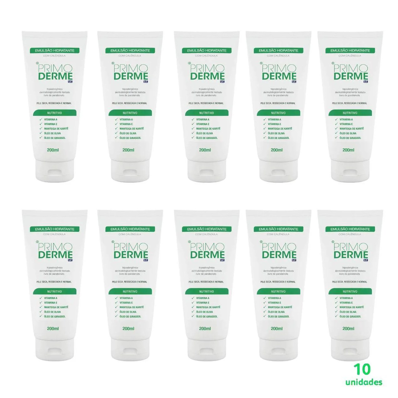 Kit Primoderme Emusão Hidratante 200ml com 10 unidades