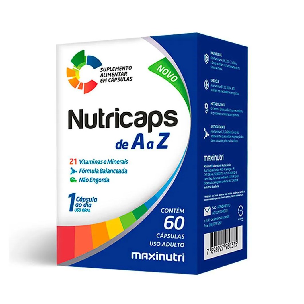NUTRICAPS POLIVITAMíNICO DE A A ZINCO 60 CáPSULAS MAXINUTRI