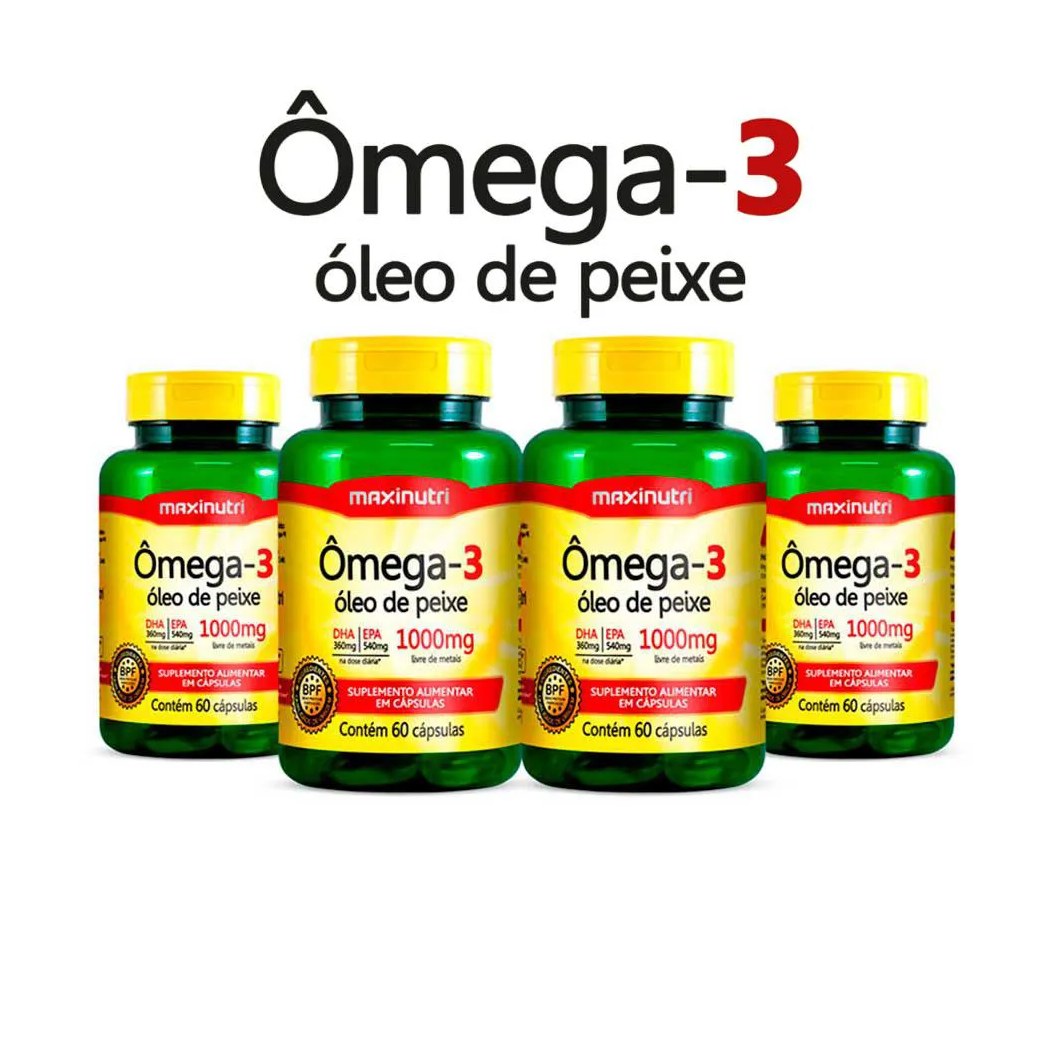 Kit 4 Omega 3 Óleo de Peixe Epa Dha 60 cápsulas 1000mg Maxinutri