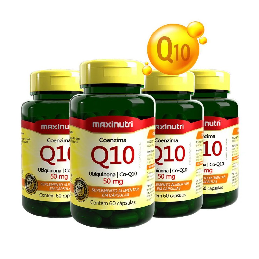 Kit 4 Coenzima Q10 Ubiquinona 50mg 60 Cápsulas Maxinutri