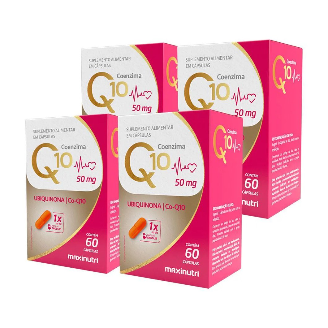 KIT 4 COENZIMA Q10 GOLD UBIQUINONA 50MG 60 CáPS MAXINUTRI