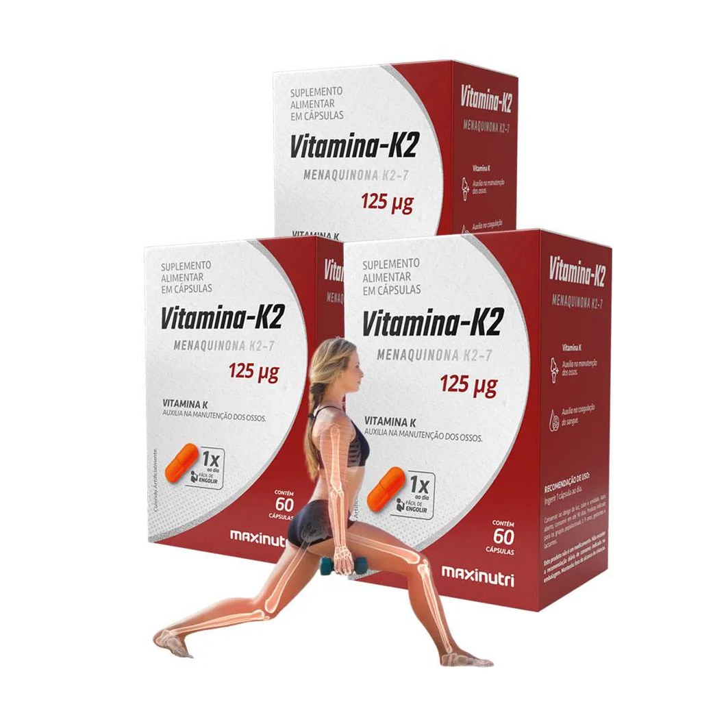 KIT 3 VITAMINA K2 MENAQUINGOLD MENAQUINONA K2-7 60 CáPS MAXINUTRI