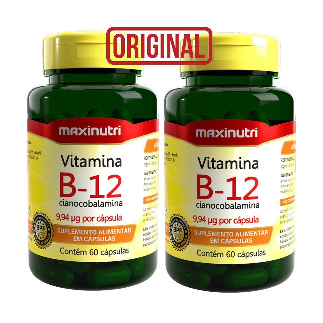 KIT 2 VITAMINA B12 MICRONUTRIENTE ESSENCIAL 60 CáPS MAXINUTRI