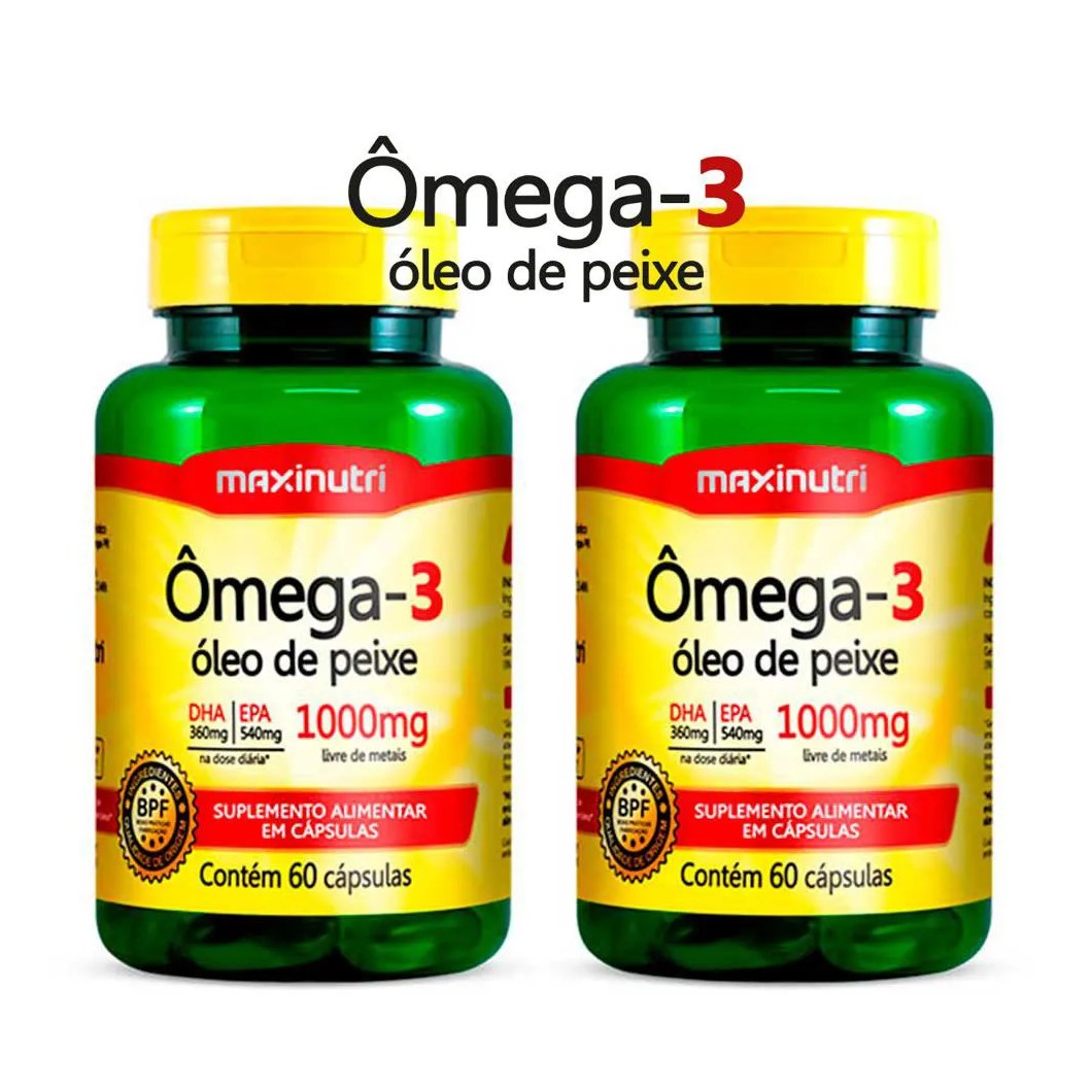 Kit 2 Omega 3 Óleo de Peixe Epa Dha 60 cápsulas 1000mg Maxinutri