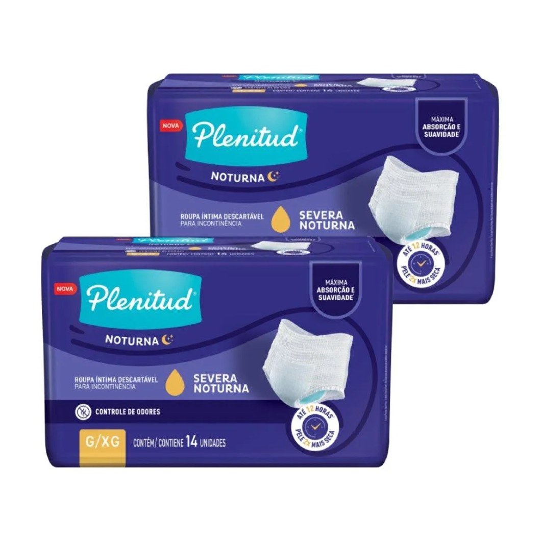 Roupa Íntima Plenitud Noturna G/xg - 2 Pacotes com 14 Fraldas - Total 28 Tiras