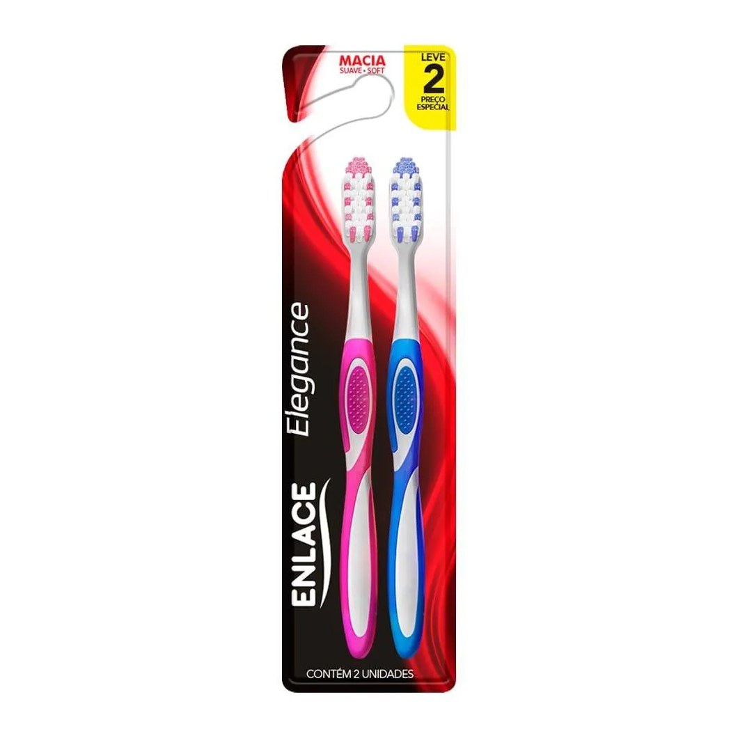 Escova Dental Enlace Elegance Adulta Macia - Embalagem com 12 unidades