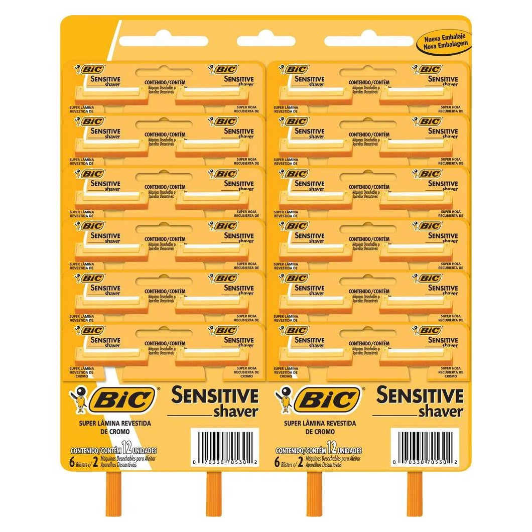 Aparelho Bic Sensitive Shaver 12 Embalagens com 2 unidades