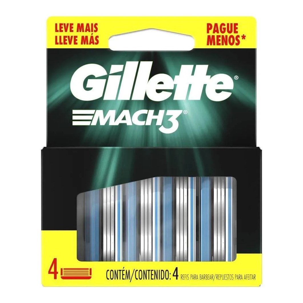 Carga Gillette Mach3 Regular Embalagem com 4 unidades