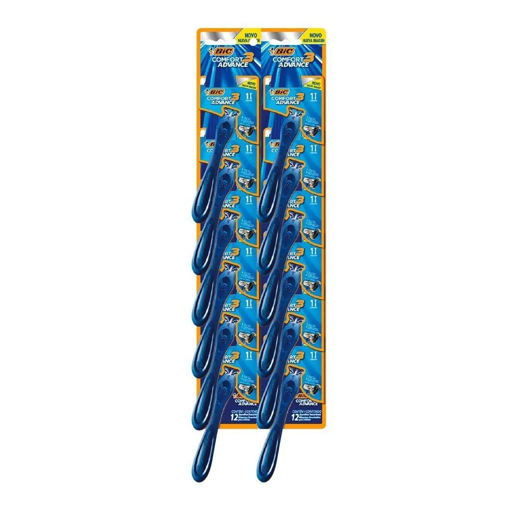 Aparelho Bic Comfort 3 Cabeça Móvel Pele Normal Embalagem com 12 unidades