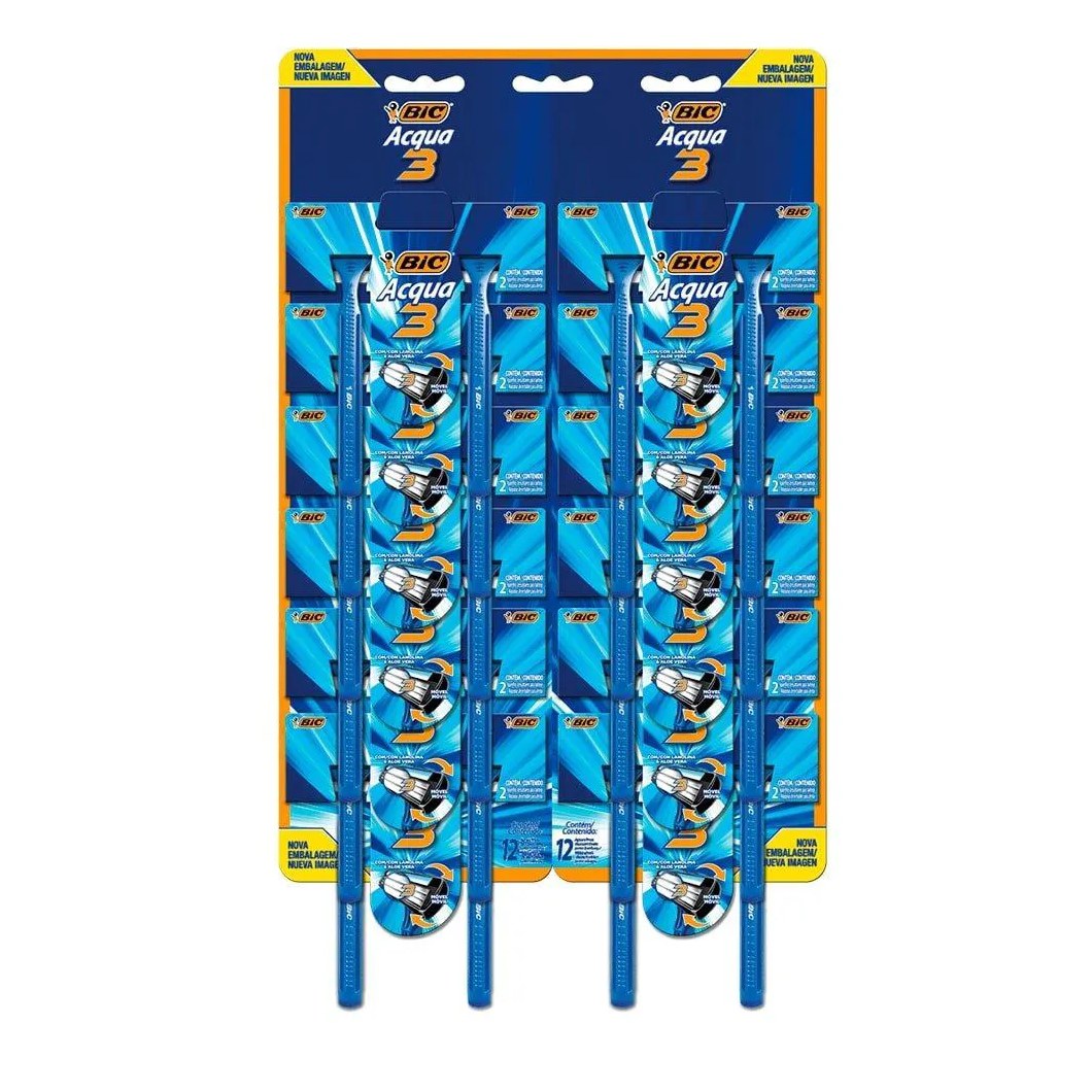 Aparelho Bic Aqua 3 - 12 Embalagens com 2 unidades