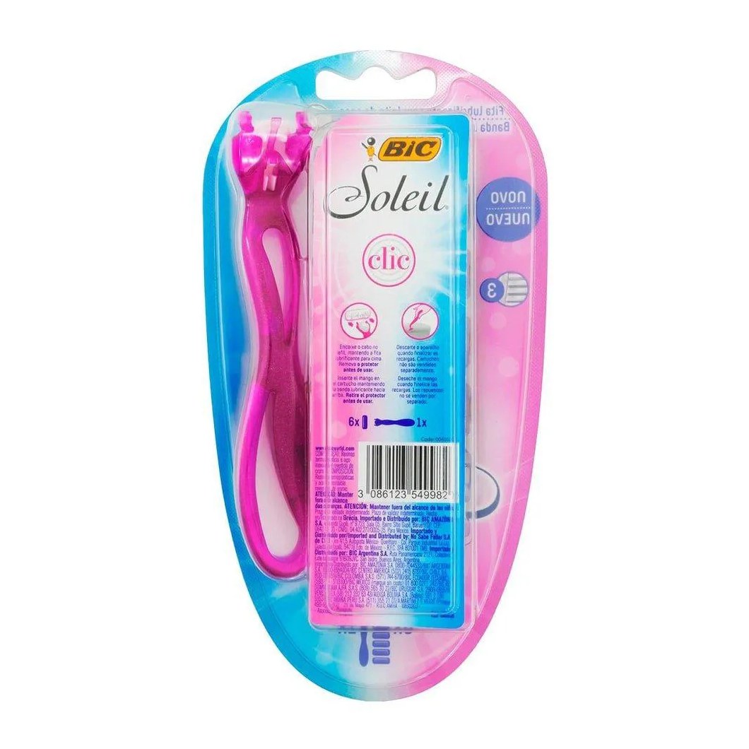 Aparelho Bic Soleil Clic Feminino + 6 Cargas